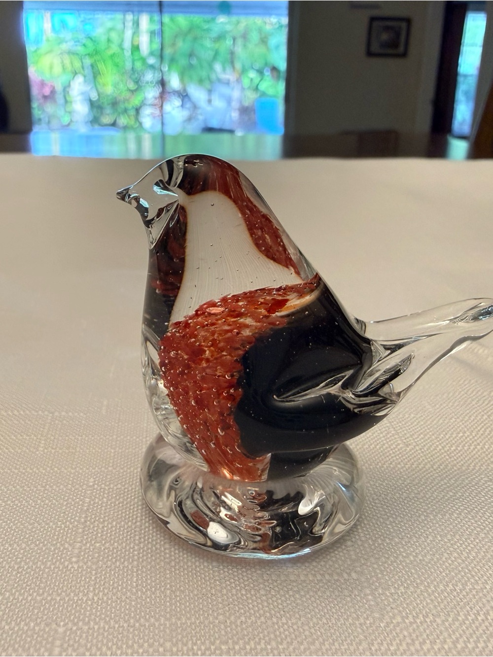 Red & Black Art Glass Bird | Attributed to Espoon Taidelasi Finland